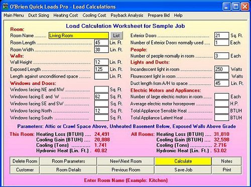 residential heat load calculation software